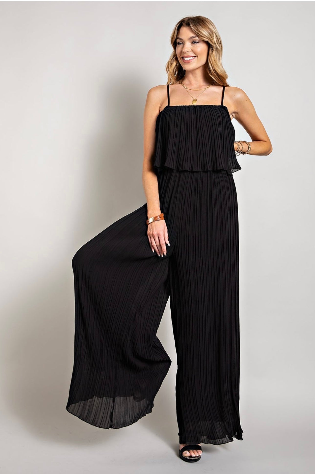 Black pleated jumspuit