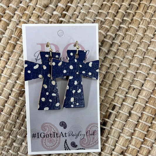 Leather Cross Earrings