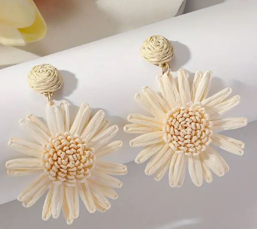 Raffia Sunflower Earrings